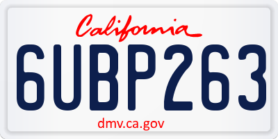 CA license plate 6UBP263
