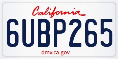 CA license plate 6UBP265