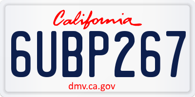 CA license plate 6UBP267