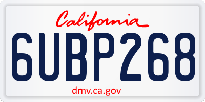CA license plate 6UBP268