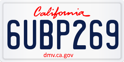 CA license plate 6UBP269