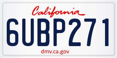 CA license plate 6UBP271