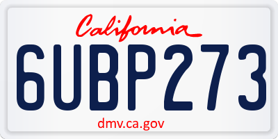 CA license plate 6UBP273