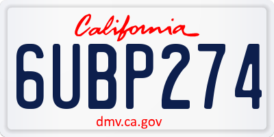 CA license plate 6UBP274