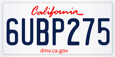 CA license plate 6UBP275
