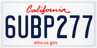 CA license plate 6UBP277
