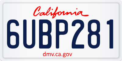 CA license plate 6UBP281
