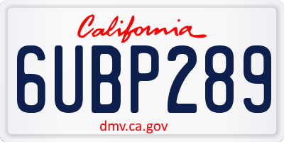 CA license plate 6UBP289