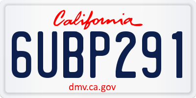 CA license plate 6UBP291