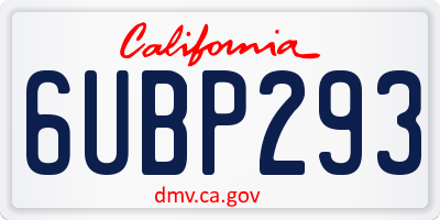 CA license plate 6UBP293