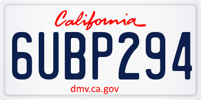 CA license plate 6UBP294