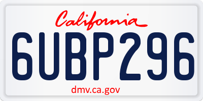 CA license plate 6UBP296