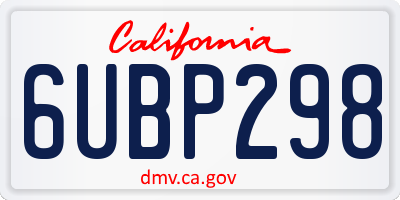 CA license plate 6UBP298
