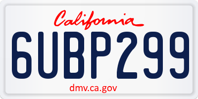 CA license plate 6UBP299