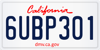 CA license plate 6UBP301