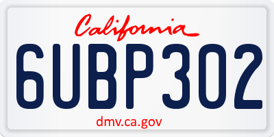 CA license plate 6UBP302