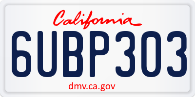 CA license plate 6UBP303