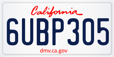 CA license plate 6UBP305