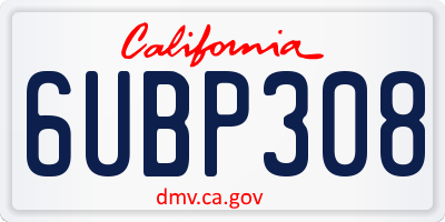 CA license plate 6UBP308