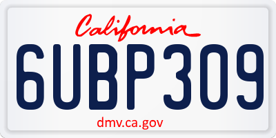 CA license plate 6UBP309