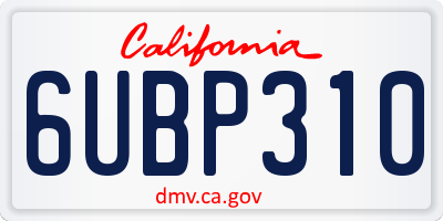 CA license plate 6UBP310