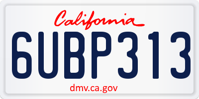 CA license plate 6UBP313