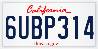 CA license plate 6UBP314