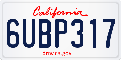 CA license plate 6UBP317