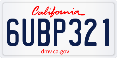 CA license plate 6UBP321