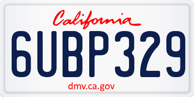 CA license plate 6UBP329
