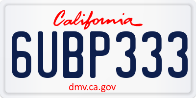 CA license plate 6UBP333