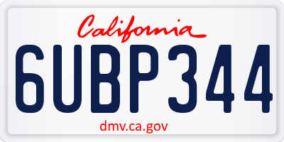 CA license plate 6UBP344