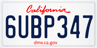 CA license plate 6UBP347