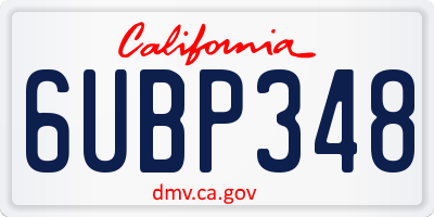 CA license plate 6UBP348