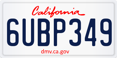 CA license plate 6UBP349