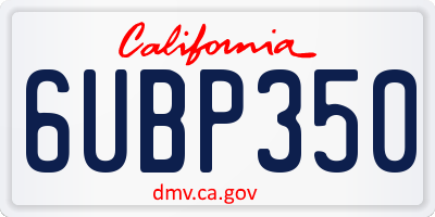 CA license plate 6UBP350