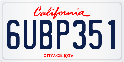 CA license plate 6UBP351