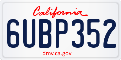 CA license plate 6UBP352