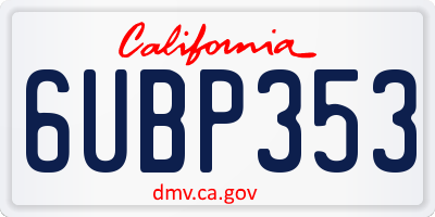 CA license plate 6UBP353