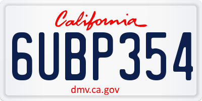 CA license plate 6UBP354