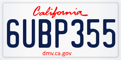 CA license plate 6UBP355