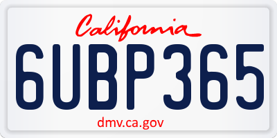 CA license plate 6UBP365