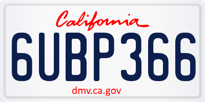CA license plate 6UBP366