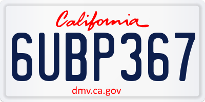 CA license plate 6UBP367