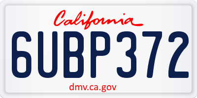 CA license plate 6UBP372