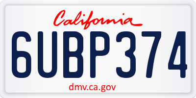 CA license plate 6UBP374