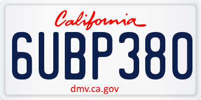 CA license plate 6UBP380
