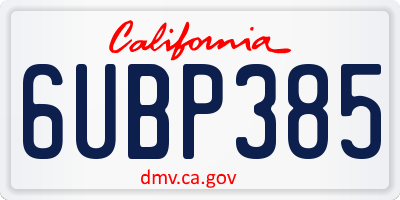 CA license plate 6UBP385