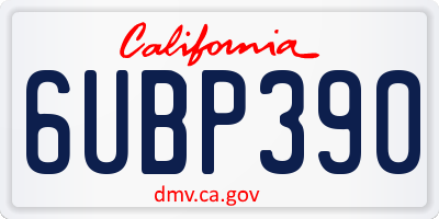 CA license plate 6UBP390
