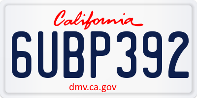 CA license plate 6UBP392